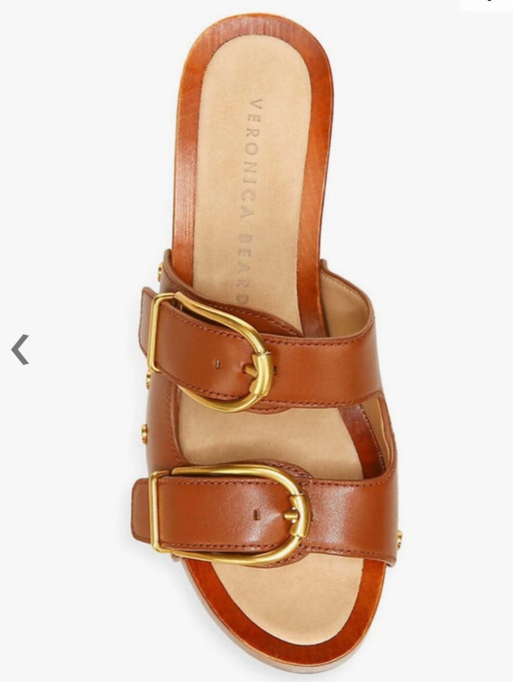 Veronica Beard Tan Leather Double-Buckle Slide Sandal